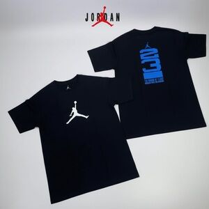 Jordan Men's Navy T-Shirt with White and Blue Accents